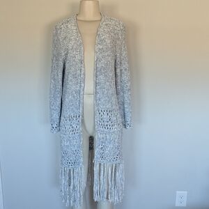 Reba Island Breeze open front long sweater-Chambray-M